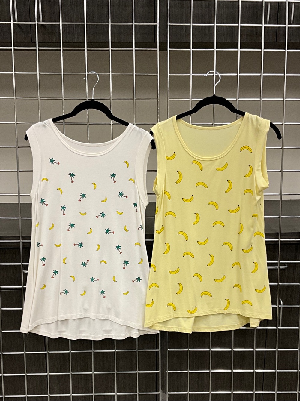 Women’s 2 pc Tropical Tank Tops – Banana & Palm Tree Prints